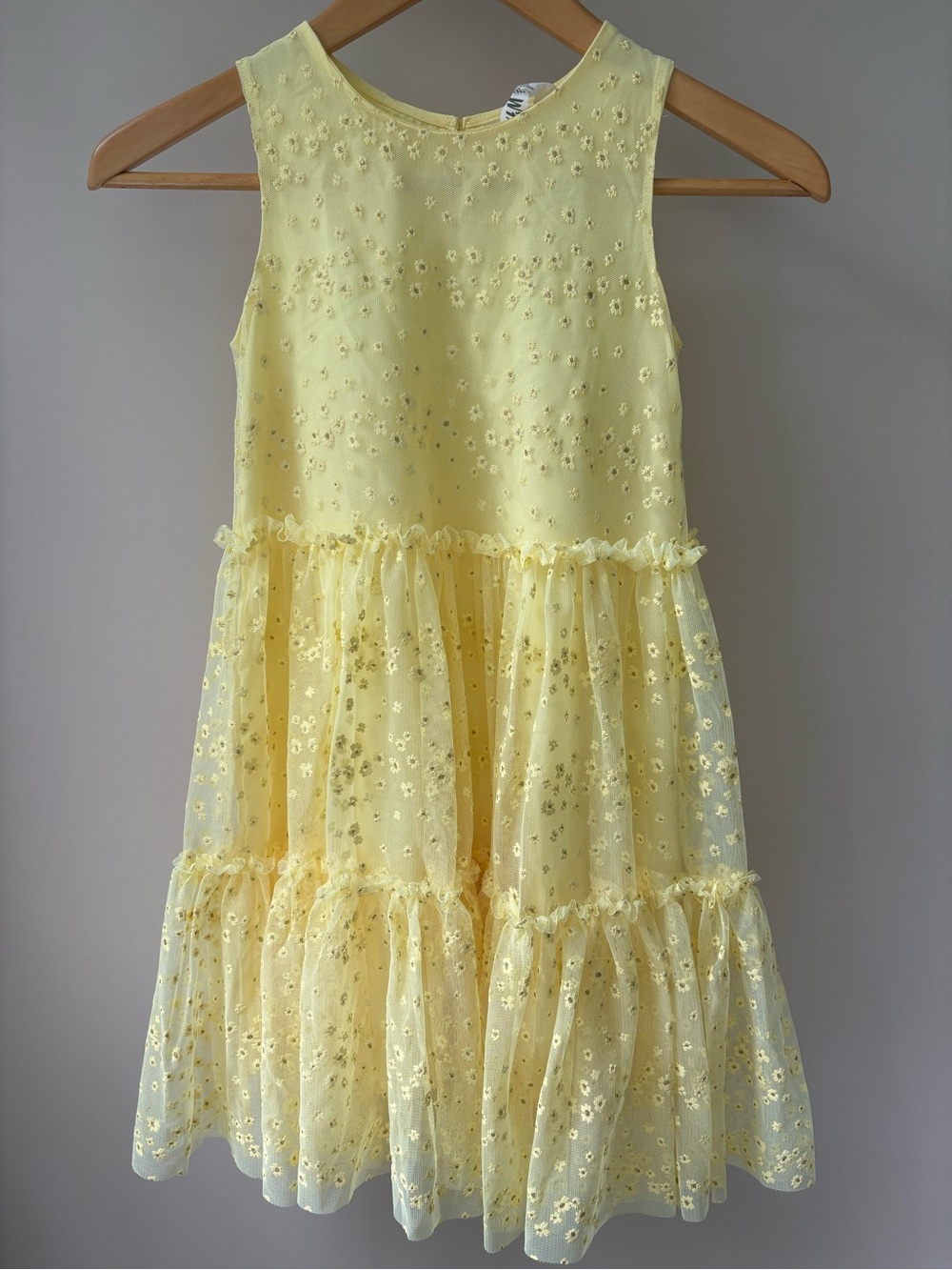 H&M Girls' Yellow Floral Tulle Glitter Party Dress Size 6